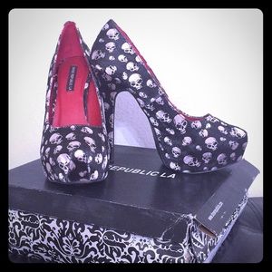 Shoe Republic LA Suede Skull Stilettos